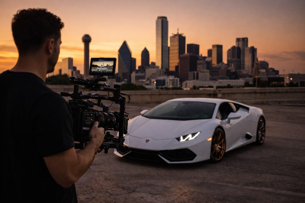 Exotic car rental for professional photo and video shoots in Dallas